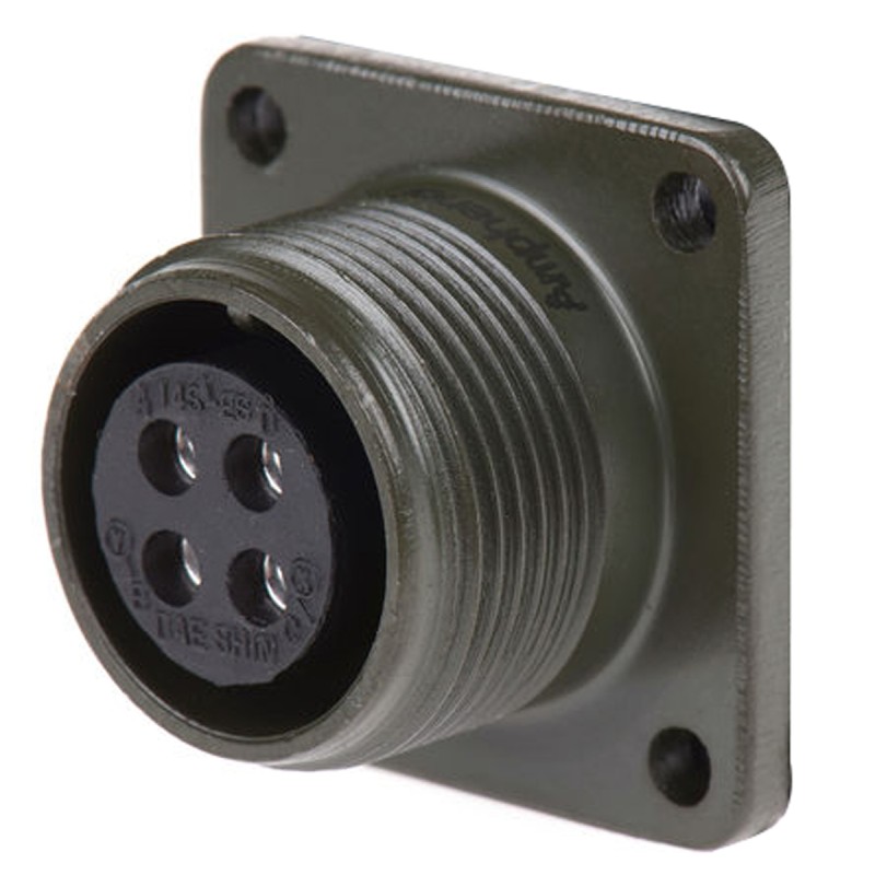 1 pcs - Amphenol, MS3102A 4 Way Box Mount MIL Spec Circular Connector Receptacle, Socket Contacts,Shell Size 14S, Screw