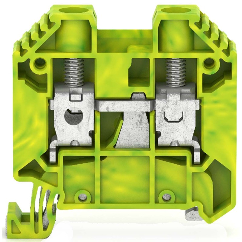 1 pcs - RS PRO Green, Yellow Earth Terminal Block, Single-Level, Screw Termination