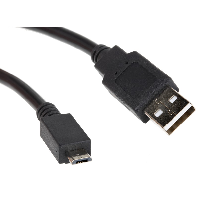 1 pcs - Roline USB 2.0 Cable, Male USB A to Male Micro USB B Cable, 800mm