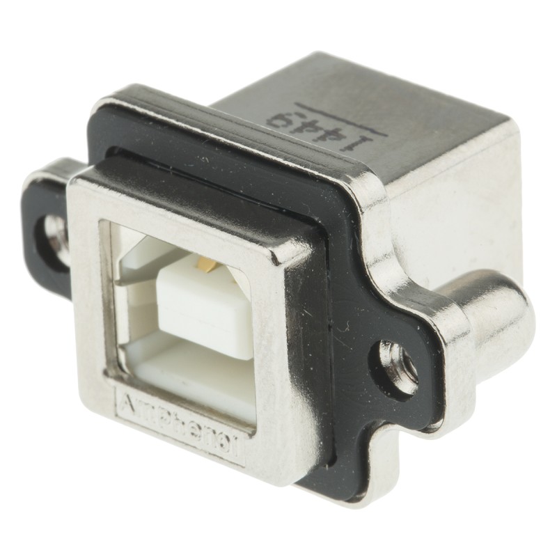 1 pcs - Amphenol ICC Right Angle, Through Hole, Socket Type B USB Connector