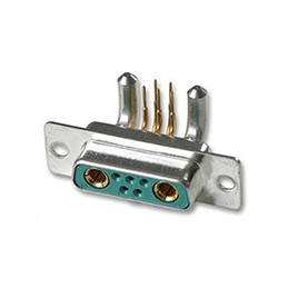 1 pcs - Harting 2 (Power/Coax), 5 (Signal) Way Right Angle Through Hole D-sub Connector Socket, with Mounting Hole
