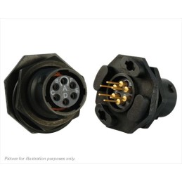 1 pcs - Souriau Circular Connector, 6 Contacts, Panel Mount, IP68, IP69K, UTS Series