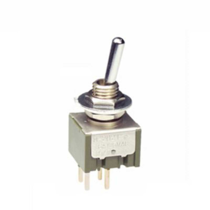 1 pcs - NKK Switches Toggle Switch, Panel Mount, (On)-Off, 2NO, Solder Terminal