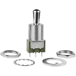 1 pcs - NKK Switches Toggle Switch, Panel Mount, (On)-Off-(On), SPDT, Solder Terminal