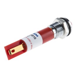 1 pcs - RS PRO Red Panel Mount Indicator, 24V dc, 8mm Mounting Hole Size, Faston, Solder Lug Termination, IP67