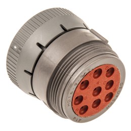 1 pcs - Deutsch Circular Connector, 9 Contacts, Cable Mount, Plug, Female, IP67, HD10 Series