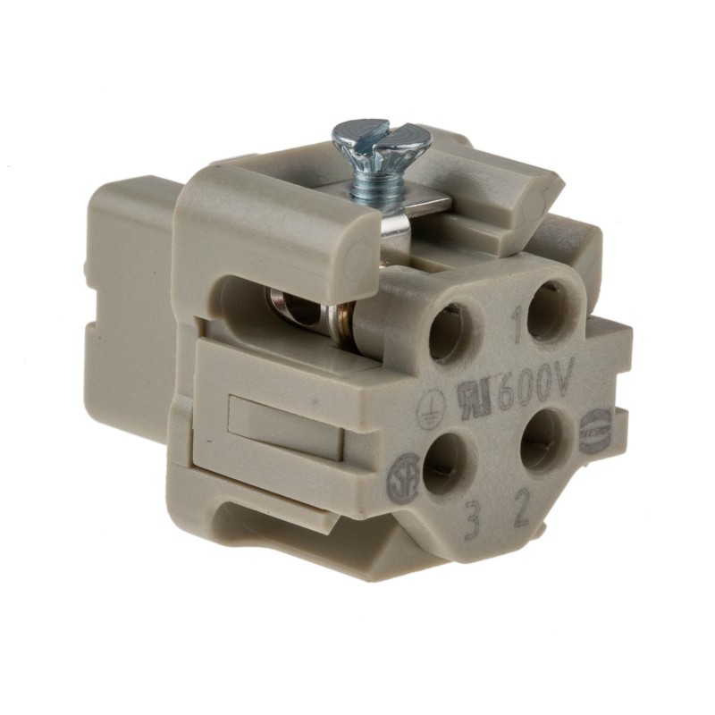 1 pcs - HARTING Heavy Duty Power Connector Insert, 10A, Female, Han A Series, 3 Contacts