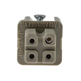 1 pcs - HARTING Heavy Duty Power Connector Insert, 10A, Female, Han A Series, 3 Contacts
