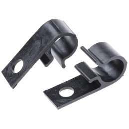 50 pcs - HellermannTyton Black Polyacetal Cable Clip, 15mm Max. Bundle