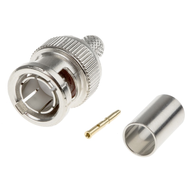 1 pcs - RS PRO, Plug Cable Mount BNC Connector, 75Ω, Crimp Termination, Straight Body