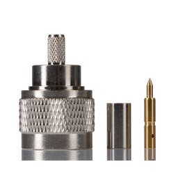 1 pcs - RS PRO, Plug Cable Mount N Connector, 50Ω, Crimp, Solder Termination, Straight Body