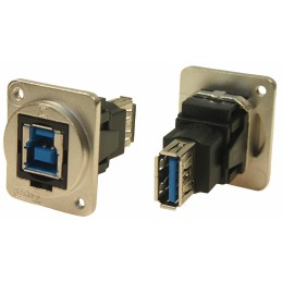 1 pcs - RS PRO Straight, Panel Mount, Socket to Socket Type B to A 3.0 IP40 Feedthrough USB Connector