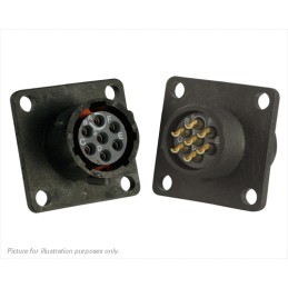1 pcs - Souriau Circular Connector, 7 Contacts, Flange Mount, Plug, Female, IP68, IP69K, UTS Series