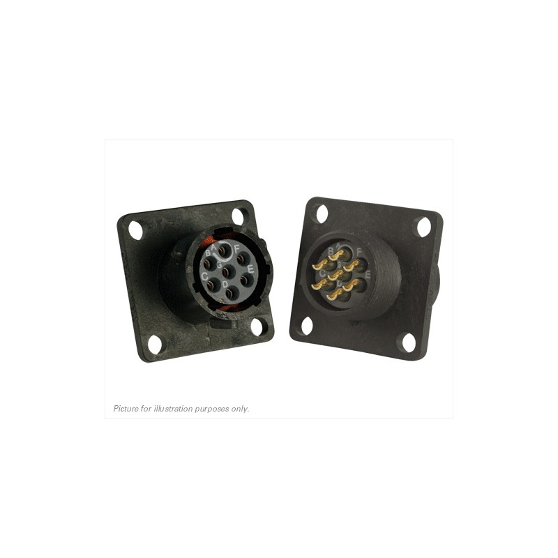 1 pcs - Souriau Circular Connector, 7 Contacts, Flange Mount, Plug, Female, IP68, IP69K, UTS Series