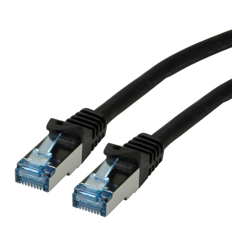 1 pcs - Roline Cat6a Straight Male RJ45 to Straight Male RJ45 Ethernet Cable, S/FTP, Black LSZH Sheath, 1.5m