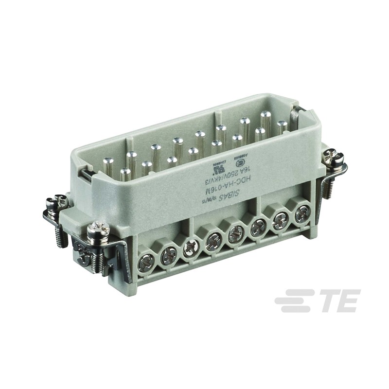 1 pcs - TE Connectivity Heavy Duty Power Connector Insert, 10A, Male, HDC HA Series, 16 Contacts