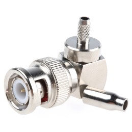 1 pcs - RS PRO, Plug Cable Mount BNC Connector, 50Ω, Crimp Termination, Right Angle Body