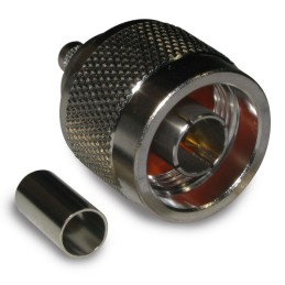 1 pcs - Amphenol RF Plug Cable Mount N Connector, Crimp Termination, Straight Body