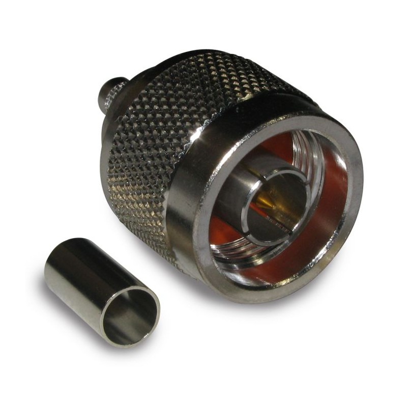 1 pcs - Amphenol RF Plug Cable Mount N Connector, Crimp Termination, Straight Body