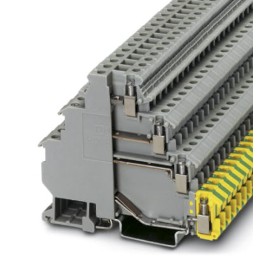 1 pcs - Phoenix Contact VIOK 1.5-3D/PE Series Grey DIN Rail Terminal Block, 1.5mm², Quadruple-Level, Screw Termination