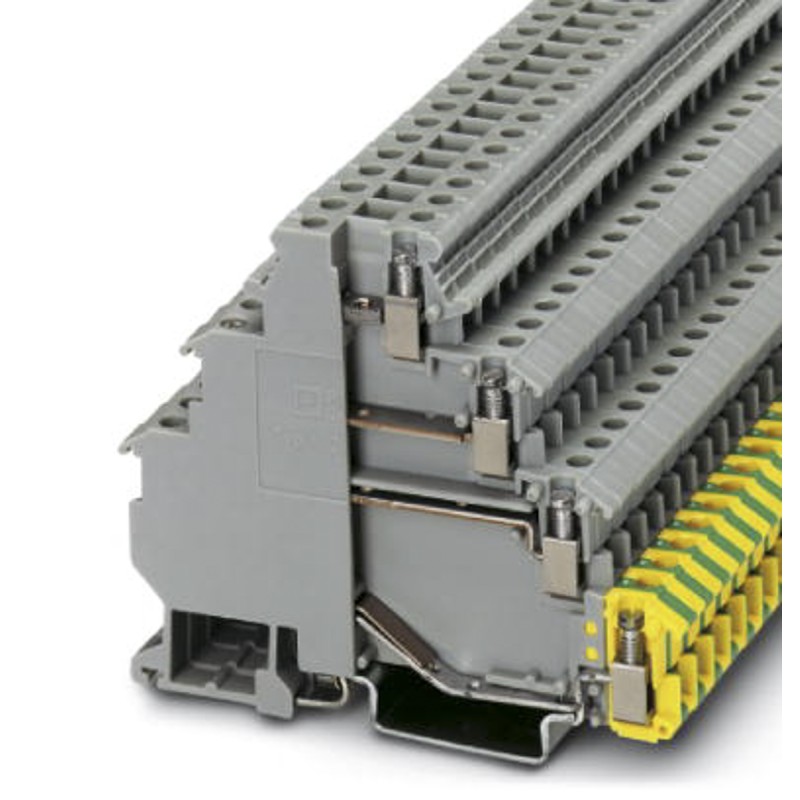 1 pcs - Phoenix Contact VIOK 1.5-3D/PE Series Grey DIN Rail Terminal Block, 1.5mm², Quadruple-Level, Screw Termination