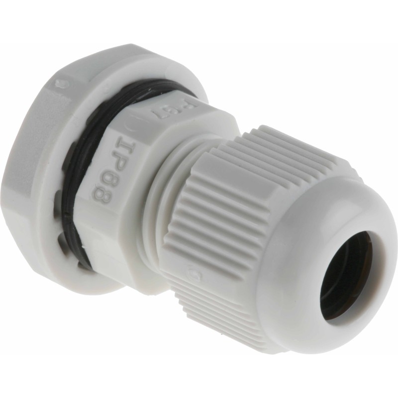 10 pcs - RS PRO Grey Nylon Cable Gland, PG7 Thread, 3.5mm Min, 6mm Max, IP68
