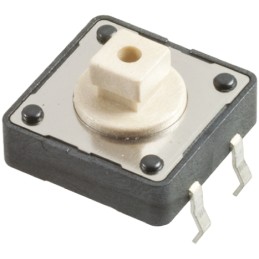 1 pcs - White Button Tactile Switch, SPST 50 mA @ 12 V dc 3.8mm Through Hole