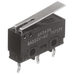 1 pcs - Panasonic Hinge Lever Micro Switch, PCB Terminal, 3 A @ 250 V ac, SP-CO