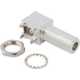 1 pcs - Amphenol RF 531-40047-3 Series, jack PCB Mount F Connector, 75Ω, Through Hole Termination, Right Angle Body