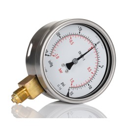1 pcs - RS PRO G 3/8 Analogue Pressure Gauge 1bar Bottom Entry, UKAS, -1bar min.