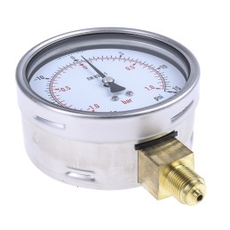 1 pcs - RS PRO G 3/8 Analogue Pressure Gauge 1bar Bottom Entry, UKAS, -1bar min.