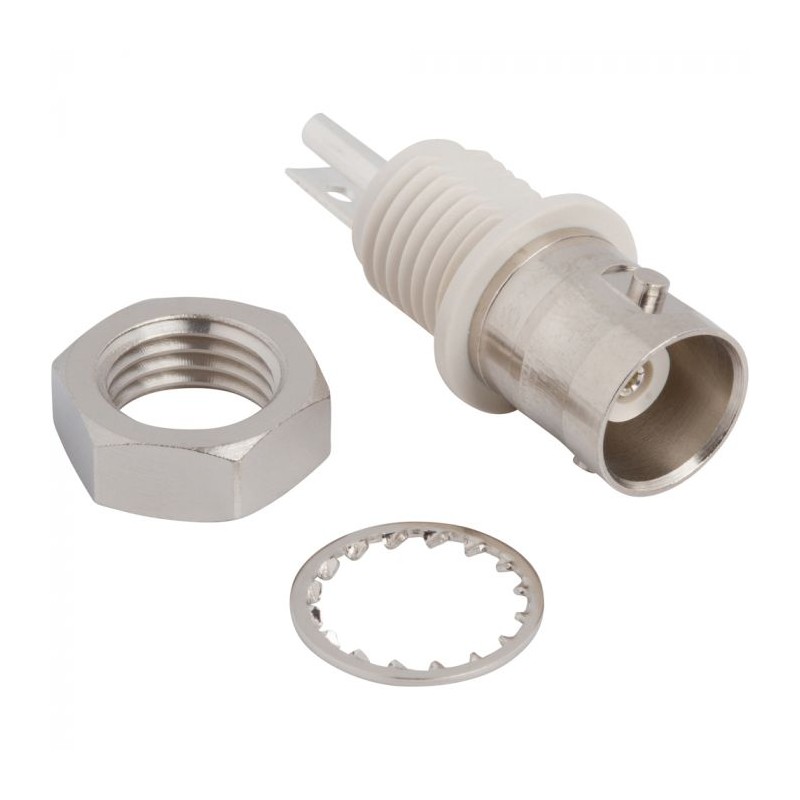 1 pcs - Amphenol RF Receptacle Bulkhead BNC Connector, Solder Termination, Straight Body