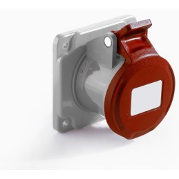 1 pcs - RS PRO IP44 Red Panel Mount 3P + N + E Industrial Power Socket, Rated At 16A, 380 - 415 V