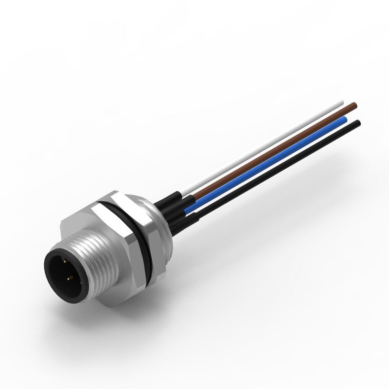 10 pcs - Wurth Elektronik Circular Connector, 4 Contacts, Panel Mount, M12 Connector, Plug, Male, IP68, WR-CIRC Series