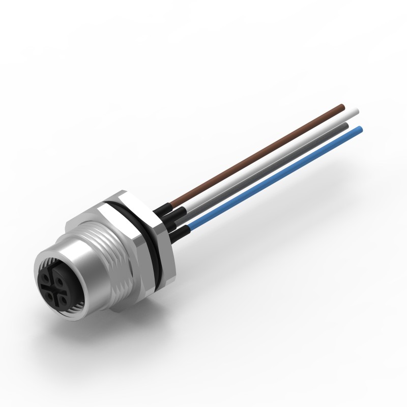 10 pcs - Wurth Elektronik Circular Connector, 4 Contacts, Panel Mount, M12 Connector, Socket, Female, IP68, WR-CIRC Series