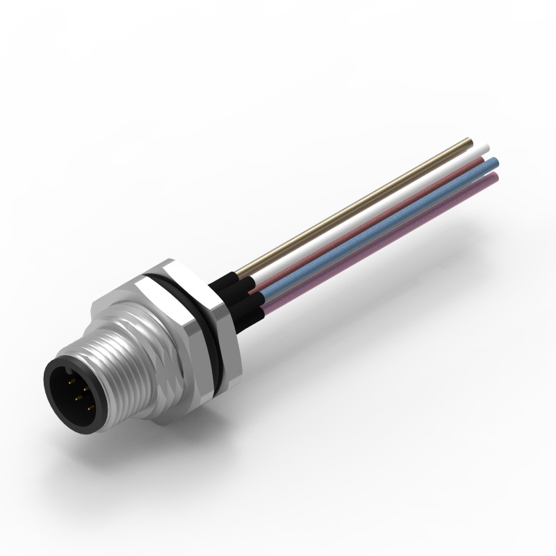 10 pcs - Wurth Elektronik Circular Connector, 8 Contacts, Panel Mount, M12 Connector, Plug, Male, IP68, WR-CIRC Series