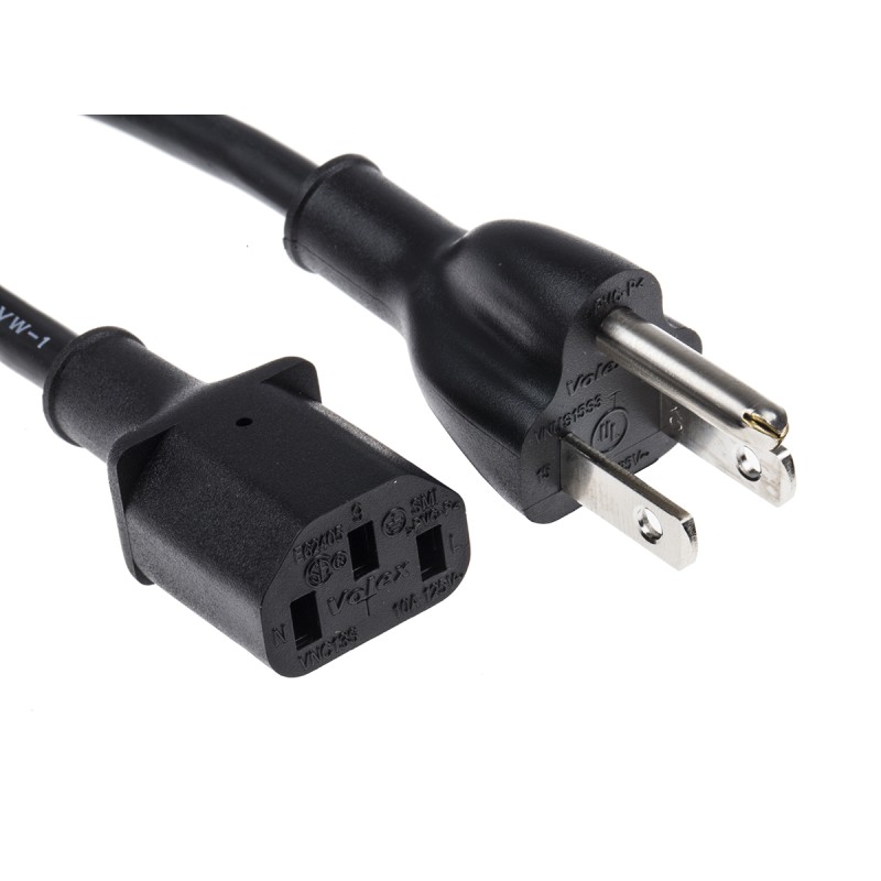 1 pcs - RS PRO IEC C13 Socket to Type B US Plug Plug Power Cord, 5m