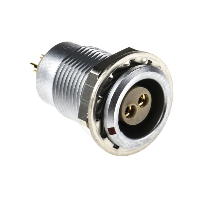 1 pcs - Lemo Circular Connector, 2 Contacts, Panel Mount, Socket, Female, IP50, 0B Series