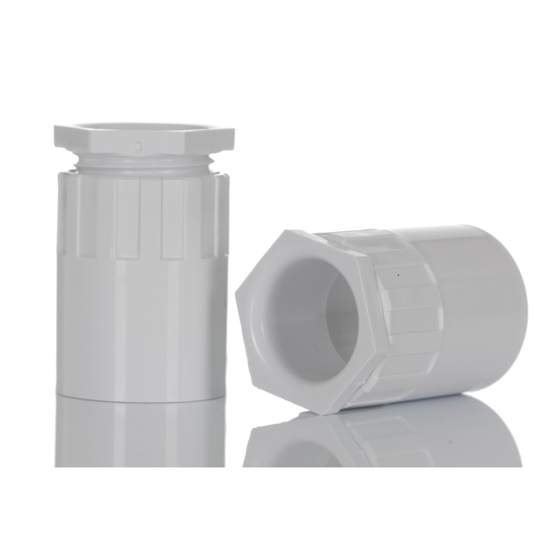 1 Pack of 10 - Schneider Electric Adapter, Conduit Fitting, 20mm Nominal Size, uPVC, White