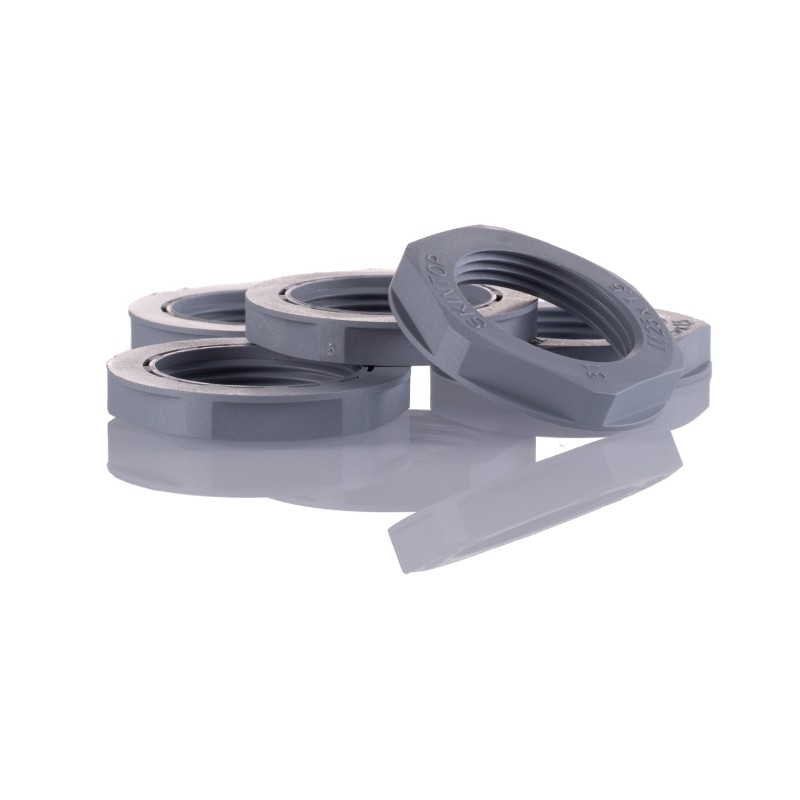 5 pcs - Lapp Grey Flame Retardant Fibreglass PA Cable Gland Locknut, M25 Thread, IP68