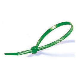 1 Bag of 100 - HellermannTyton Cable Tie, Inside Serrated, 100mm x 2.5 mm, Green Polyamide 6.6 (PA66), Pk-100