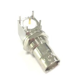 1 pcs - RS PRO, jack PCB Mount BNC Connector, 50Ω, Solder Termination, Right Angle Body