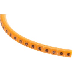 1 Reel of 100 - RS PRO Snap On Cable Markers, Black on Orange, Pre-printed '6', 3 - 3.4mm Cable