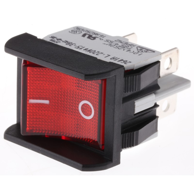 1 pcs - Apem Illuminated DPST, On-None-Off Rocker Switch Panel Mount