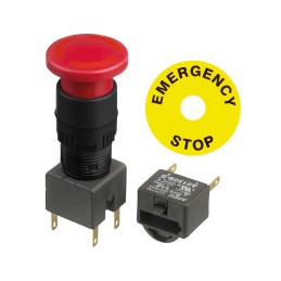 1 pcs - APEM A01ES Series Twist Release Emergency Stop Push Button, Panel Mount, 16mm Cutout, 2NC, IP65