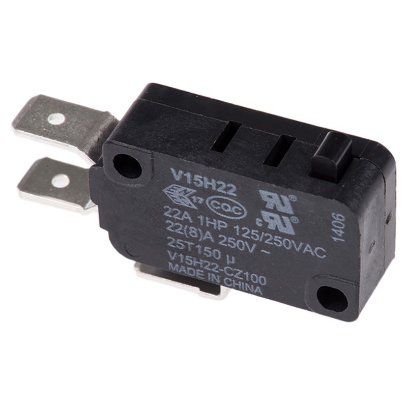 1 pcs - Honeywell Plunger Micro Switch, Quick Connect Terminal, 22 A @ 250 V ac, SPDT, IP67