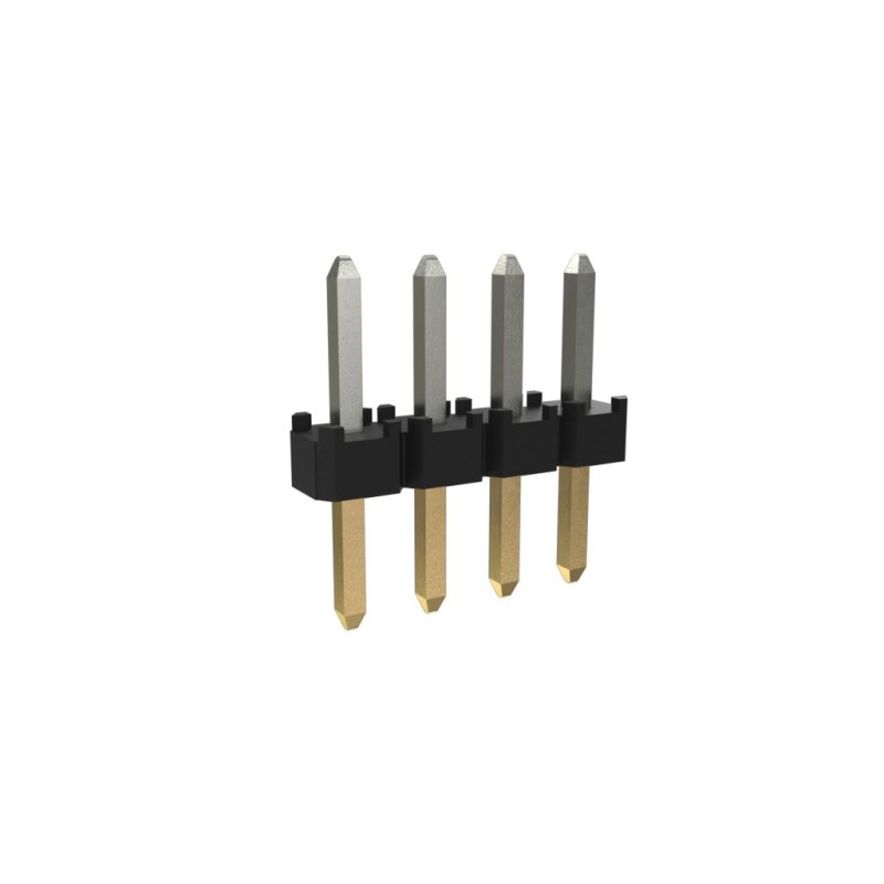 10 pcs - Amphenol ICC Minitek Series Through Hole Pin Header, 4 Contact(s), 2.0mm Pitch, 1 Row(s), Unshrouded