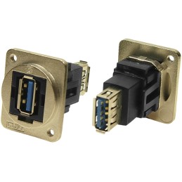 1 pcs - RS PRO Straight, Panel Mount, Socket to Socket Type A to A 3.0 USB Connector