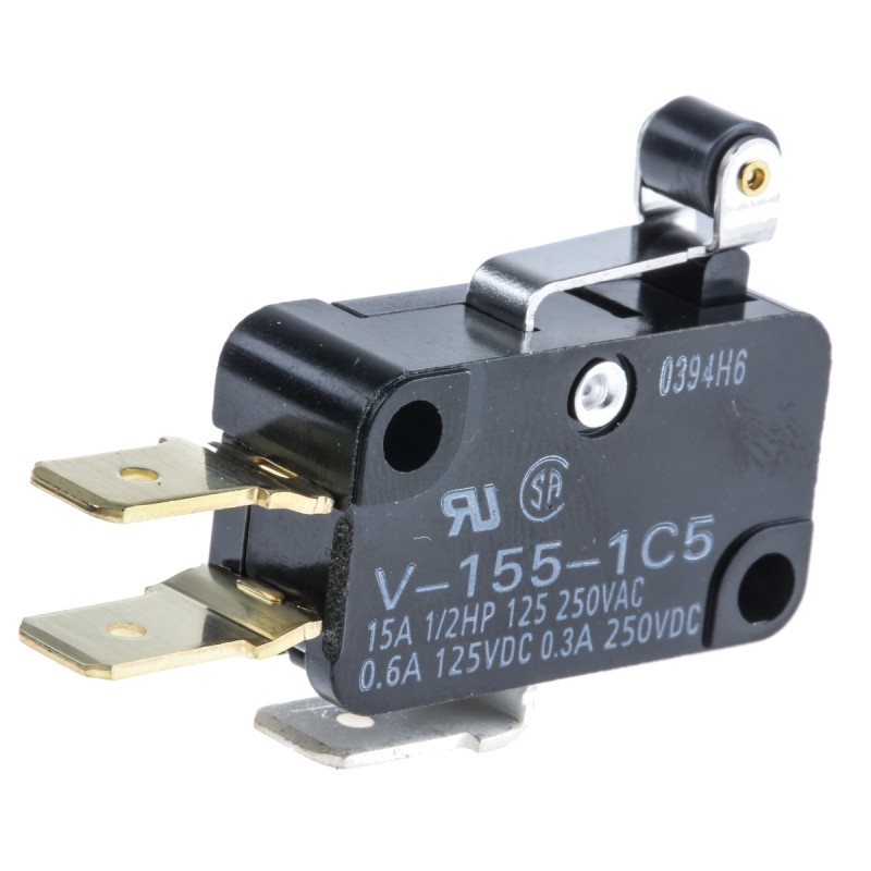 1 pcs - Omron Roller Lever Micro Switch, Quick Connect Terminal, 15 A @ 250 V ac, SP-CO, IP40