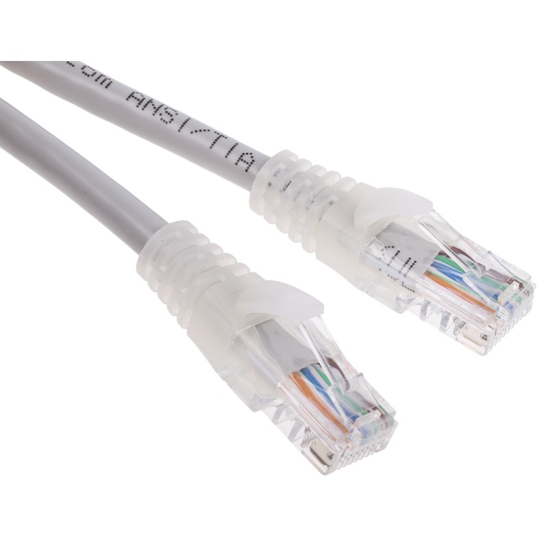 1 pcs - RS PRO Cat5e Male RJ45 to Male RJ45 Ethernet Cable, U/UTP, Grey PVC Sheath, 0.5m